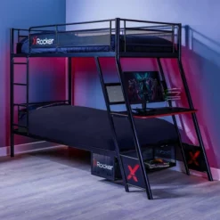 Twin Over Twin Armada Gaming Bunk Bed With Built-In Gaming Desk Black - X Rocker -Homcom Crosley Shop GUEST 3180dc36 c552 4863 85de 00444644df08