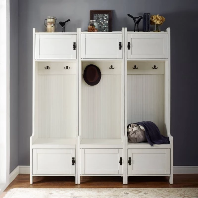 3pc Fremont Entryway Set Distressed White - Crosley 4 3pc Fremont Entryway Set Distressed White - Crosley - Image 2