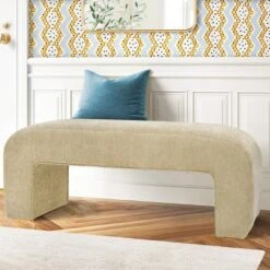 Lily 47" Upholstered Scroll Velvet Waterfall Bench/Chenille Entryway Bench-The Pop Maison -Homcom Crosley Shop GUEST 319a9d64 9036 4fb1 8fe1 e350535c59c3
