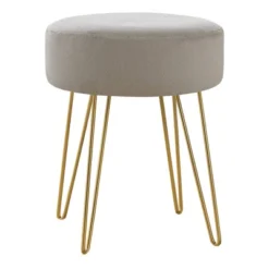 16" Round Upholstered Ottoman With Hairpin Metal Legs - EveryRoom -Homcom Crosley Shop GUEST 31c44307 e6e5 452f be06 551199e5acd5
