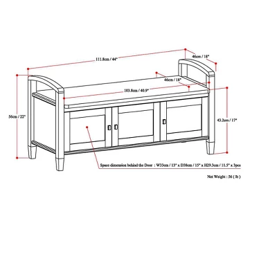 44" Norfolk Solid Wood Entryway Storage Bench - WyndenHall 7 44" Norfolk Solid Wood Entryway Storage Bench - WyndenHall - Image 5