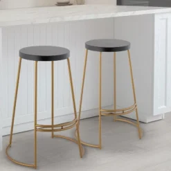 JONATHAN Y Hula Modern Designer Iron Curved Backless Bar Stool -Homcom Crosley Shop GUEST 32e4a6d9 aea7 41b1 a399 b048e17342d3