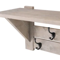 40" Castleton Mango Wood Bench And Coat Hook With Shelf Driftwood - Alaterre Furniture -Homcom Crosley Shop GUEST 3399c560 aae6 48fb 8d4b 58da525086d0