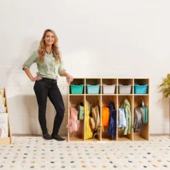 ECR4Kids Streamline 5-Section Toddler Coat Locker, Classroom Furniture, Natural -Homcom Crosley Shop GUEST 33cdb1ca 9d8f 4822 8e83 51db10ebedf4