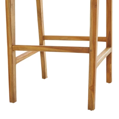 Modern Teak Woven Leather Barstool Black - Olivia & May 5 Modern Teak Woven Leather Barstool Black - Olivia & May - Image 3