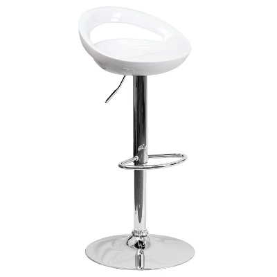 Flash Furniture Contemporary Plastic Adjustable Height Barstool With Rounded Cutout Back And Chrome Base 16 Flash Furniture Contemporary Plastic Adjustable Height Barstool With Rounded Cutout Back And Chrome Base - Image 14