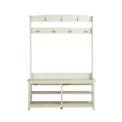 Saint Birch Hawksbury Modern Hall Tree & Shoe Bench, Antique White 4 Saint Birch Hawksbury Modern Hall Tree & Shoe Bench, Antique White - Image 2