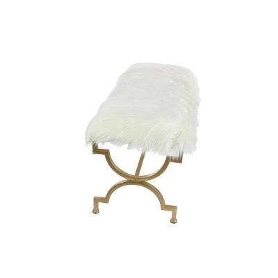 Faux Fur Cushion Bench White - Olivia & May 5 Faux Fur Cushion Bench White - Olivia & May - Image 3