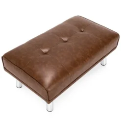 Costway Ottoman Footrest Stool PU Leather Rectangular Seat W/Metal Legs Brown/Black -Homcom Crosley Shop GUEST 35f8fc4a 1253 4f57 a1dc 32e08ec3af50