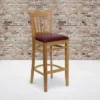 Emma And Oliver Vertical Slat Back Wooden Restaurant Dining Barstool