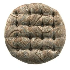Button Tufted Round Storage Ottoman Brown Paisley - HomePop -Homcom Crosley Shop GUEST 3741a304 84a5 46a5 902f 61bc8713d4f1