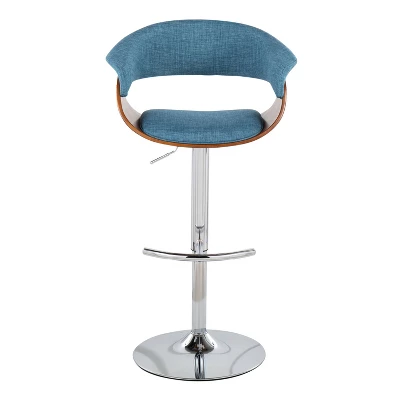 Set Of 2 Vintage Mod Upholstered Barstools Blue/Walnut - Lumisource 7 Set Of 2 Vintage Mod Upholstered Barstools Blue/Walnut - Lumisource - Image 5