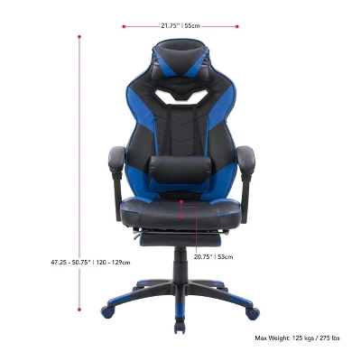 Doom Gaming Chair Black And Blue - CorLiving 11 Doom Gaming Chair Black And Blue - CorLiving - Image 9