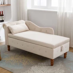 Bedroom Velvet Chaise Longue With Storage, Pillow And Nailhead Accents - ModernLuxe -Homcom Crosley Shop GUEST 3b3a8cc3 544a 4094 bc54 7434b4da0af3
