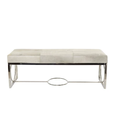 Contemporary Decorative Stainless Steel Cowhide Bench Silver - Olivia & May 6 Contemporary Decorative Stainless Steel Cowhide Bench Silver - Olivia & May - Image 4