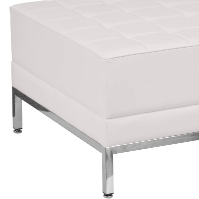 Emma And Oliver Leather Quilted Tufted Living Room/Reception Ottoman 5 Emma And Oliver Leather Quilted Tufted Living Room/Reception Ottoman - Image 3