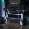 BlackArc Gaming Desk - Laminate Top - "S" Shaped Steel Frame - Detachable Cupholder/Headphone Hook-2 Cable Management Holes