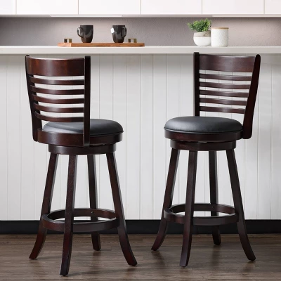 Set Of 2 Woodgrove Bar Height Stool With Slat Backrest Black - CorLiving 3 Set Of 2 Woodgrove Bar Height Stool With Slat Backrest Black - CorLiving