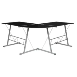 BlackArc L-Shaped Gaming Desk With Tempered Glass Top And Powder Coated Steel Frame -Homcom Crosley Shop GUEST 3d316b01 a194 490d 8552 081f202ce11b
