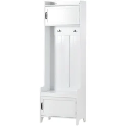 Modern Style 4-in-1 Multifunctional Hallway Coat Rack With 7 Metal Black Hooks And Storage Drawers - ModernLuxe -Homcom Crosley Shop GUEST 3d975dff b54d 4a32 98bb 402c5ce41ae4