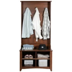 Costway Hall Tree Storage Bench Entry Stand Coat Hat Rack With Shelf & 3 Hooks Organizer -Homcom Crosley Shop GUEST 3e666daf a980 4546 a876 d1955390fb00