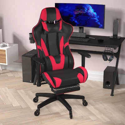 Flash Furniture X30 Gaming Chair Racing Computer Chair With Reclining Back, Slide-Out Footrest, And Transparent Roller Wheels 4 Flash Furniture X30 Gaming Chair Racing Computer Chair With Reclining Back, Slide-Out Footrest, And Transparent Roller Wheels - Image 2