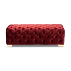 Avara Velvet Button Tufted Bench Ottoman - Baxton Studio -Homcom Crosley Shop GUEST 3f883d62 ca41 415f 9026 9c84779f8660