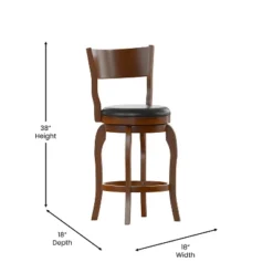 Merrick Lane 24" Classic Wooden Open Back Swivel Counter Height Pub Stool With Upholstered Padded Seat And Integrated Footrest -Homcom Crosley Shop GUEST 3fa48b27 b8d8 4017 958b 6b8af276cb8d