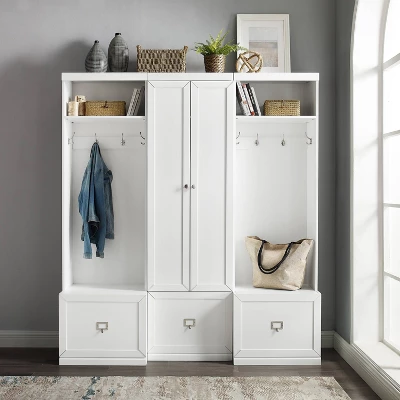 3pc Harper Entryway Pantry Closet & 2 Hall Trees Set White - Crosley 6 3pc Harper Entryway Pantry Closet & 2 Hall Trees Set White - Crosley - Image 4