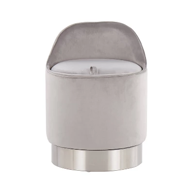 Marla Glam Vanity Stool Steel/Velvet Chrome/Silver - LumiSource 6 Marla Glam Vanity Stool Steel/Velvet Chrome/Silver - LumiSource - Image 4