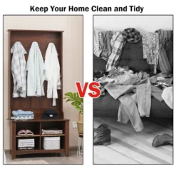 Costway Hall Tree Storage Bench Entry Stand Coat Hat Rack With Shelf & 3 Hooks Organizer -Homcom Crosley Shop GUEST 41994d0c f5d5 4619 9b1d 9e2b0588fe73