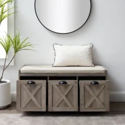 Farmhouse 40" 3 Drawer Storage Bench With Cushion - Saracina Home -Homcom Crosley Shop GUEST 41dfbb10 4a84 4b44 8b87 b6d5d31a0ceb