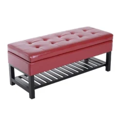 HomCom 44" Tufted Faux Leather Ottoman Storage Bench With Shoe Rack -Homcom Crosley Shop GUEST 41e4b92d 5566 47f2 90b6 5d1ea9add26e