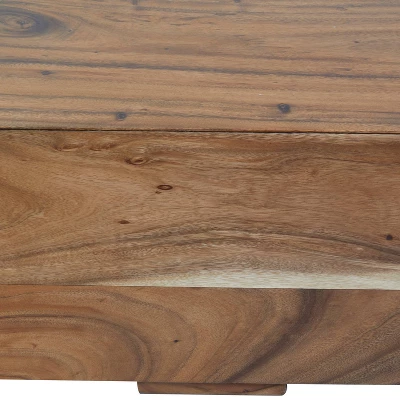 Contemporary Wood Block Bench Brown - Olivia & May 6 Contemporary Wood Block Bench Brown - Olivia & May - Image 4