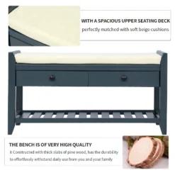 Entryway Storage Bench With Cushioned Seat, Shoe Rack And Drawers-ModernLuxe 18 Entryway Storage Bench With Cushioned Seat, Shoe Rack And Drawers-ModernLuxe -Homcom Crosley Shop GUEST 43bc42cc 5a6d 40f8 9ae8 4654d2421330