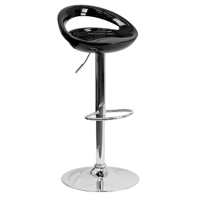 Flash Furniture Contemporary Plastic Adjustable Height Barstool With Rounded Cutout Back And Chrome Base 13 Flash Furniture Contemporary Plastic Adjustable Height Barstool With Rounded Cutout Back And Chrome Base - Image 11