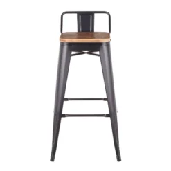 Set Of 2 Oregon Industrial Low Back Barstools Black/Bamboo - LumiSource -Homcom Crosley Shop GUEST 45457a19 935e 472a ad18 9d87bb80432f