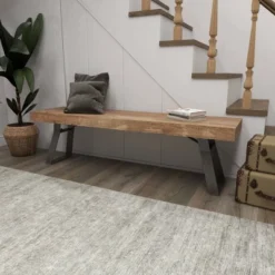 Natural Solid Wood Bench Light Brown - Olivia & May -Homcom Crosley Shop GUEST 45724a49 99e8 4536 a8dc 166b9dd2bab5