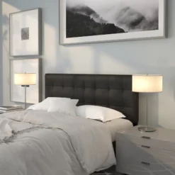 Flash Furniture Lennox Tufted Upholstered Queen Size Headboard In Black Vinyl
