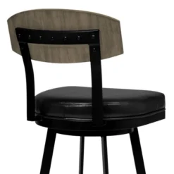 30" Frisco Faux Leather Metal Barstool Black/Gray Wood Back - Armen Living -Homcom Crosley Shop GUEST 46322c5e f660 43b6 b267 4313b1b2f0dd