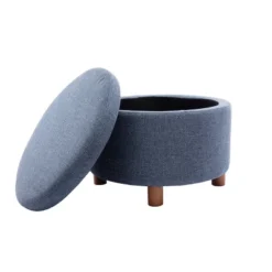 Large Round Storage Ottoman With Lift Off Lid - WOVENBYRD -Homcom Crosley Shop GUEST 47c1e541 62b6 42d0 b9a2 8f3f47a8ed98