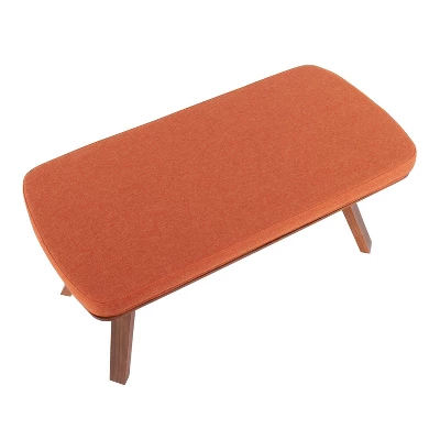 42" Folia Bench Polyester/Wood Walnut/Orange - LumiSource 6 42" Folia Bench Polyester/Wood Walnut/Orange - LumiSource - Image 4