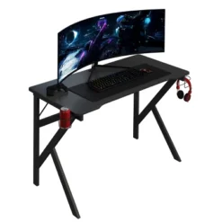 Lavish Home Gaming Computer Desk With Cup Holder, Headphone Hanger, Cable Management, Black -Homcom Crosley Shop GUEST 47f5a076 c684 421a b096 a4bb255814f9