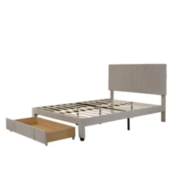 Queen Size Velvet Upholstered Platform Bed With A Big Drawer - ModernLuxe -Homcom Crosley Shop GUEST 48207683 18d0 47d2 b65d 7c2908594055