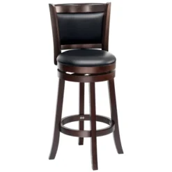 HOMCOM Classic Bar Stool Swivel Barstool With PU Leather Upholstered Mid-Back And Footrest, 30.25 Inch Seat Height, Black -Homcom Crosley Shop GUEST 4917d9ef 81d5 4de0 ad86 66bf5865f96f