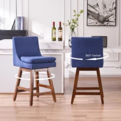 FERPIT 26" Swivel Bar Stools 2 Pack Classic And With Rivet Trim Decoration