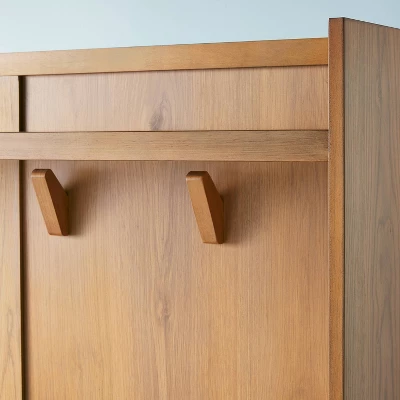 Wood & Cane Transitional Entryway Bench & Hall Tree With Drawers - Natural - Hearth & Hand™ With Magnolia 5 Wood & Cane Transitional Entryway Bench & Hall Tree With Drawers - Natural - Hearth & Hand™ With Magnolia - Image 3