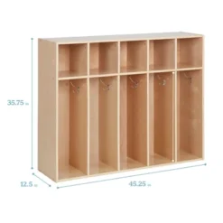 ECR4Kids Streamline 5-Section Toddler Coat Locker, Classroom Furniture, Natural