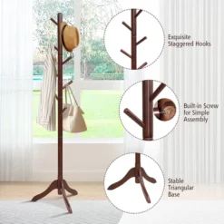 Costway Wooden Coat Rack Stand Entryway Hall Tree 2 Adjustable Height W/ 8 Hooks GrayBrown 22 Costway Wooden Coat Rack Stand Entryway Hall Tree 2 Adjustable Height W/ 8 Hooks GrayBrown -Homcom Crosley Shop GUEST 4967a149 9d19 42a9 b6a8 81ed056a5cde