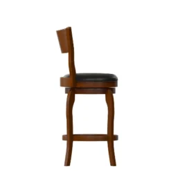 Merrick Lane 24" Classic Wooden Open Back Swivel Counter Height Pub Stool With Upholstered Padded Seat And Integrated Footrest -Homcom Crosley Shop GUEST 49a84872 a5d6 46b9 8a1e 4590810579d8